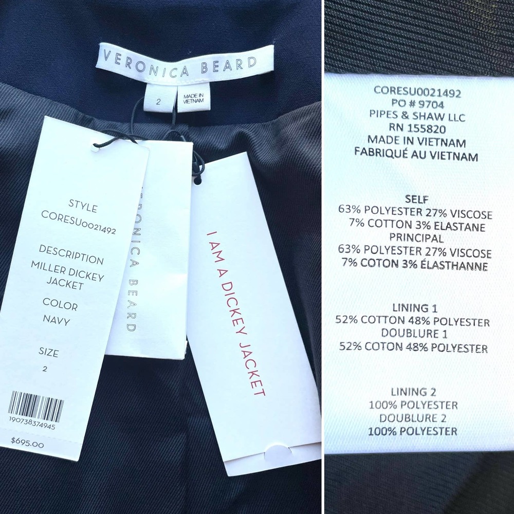 NWT Veronica Beard Miller Dickey Jacket Blazer Navy Blue Gold Buttons Size 2 - Picture 6 of 13